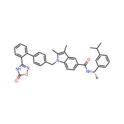 Cc1c(C)n(Cc2ccc(-c3ccccc3-c3noc(=O)[nH]3)cc2)c2ccc(C(=O)N[C@@H](C)c3cccc(C(C)C)c3)cc12 ZINC000206004548