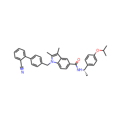 Cc1c(C)n(Cc2ccc(-c3ccccc3C#N)cc2)c2ccc(C(=O)N[C@@H](C)c3ccc(OC(C)C)cc3)cc12 ZINC000205983588