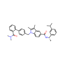 Cc1c(C)n(Cc2ccc(-c3ccccc3C(=O)N(C)C)cc2)c2ccc(C(=O)N[C@@H](C)c3cccc(C(C)C)c3)cc12 ZINC000205974091