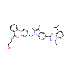 Cc1c(C)n(Cc2ccc(-c3ccccc3C(=O)NCCO)cc2)c2ccc(C(=O)N[C@@H](C)c3cccc(C(C)C)c3)cc12 ZINC000205995765