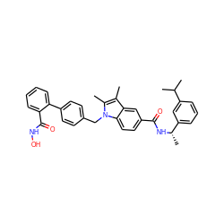 Cc1c(C)n(Cc2ccc(-c3ccccc3C(=O)NO)cc2)c2ccc(C(=O)N[C@@H](C)c3cccc(C(C)C)c3)cc12 ZINC000205597256