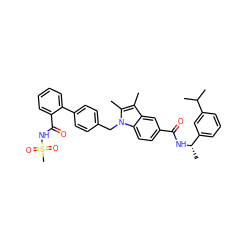 Cc1c(C)n(Cc2ccc(-c3ccccc3C(=O)NS(C)(=O)=O)cc2)c2ccc(C(=O)N[C@@H](C)c3cccc(C(C)C)c3)cc12 ZINC000206004722