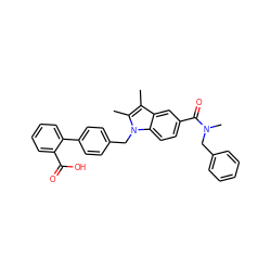 Cc1c(C)n(Cc2ccc(-c3ccccc3C(=O)O)cc2)c2ccc(C(=O)N(C)Cc3ccccc3)cc12 ZINC000205979724