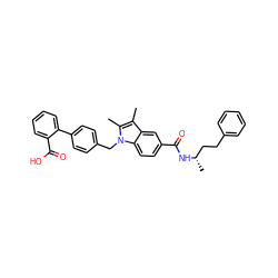 Cc1c(C)n(Cc2ccc(-c3ccccc3C(=O)O)cc2)c2ccc(C(=O)N[C@@H](C)CCc3ccccc3)cc12 ZINC000205984005