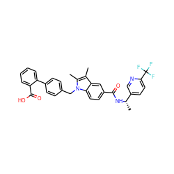 Cc1c(C)n(Cc2ccc(-c3ccccc3C(=O)O)cc2)c2ccc(C(=O)N[C@@H](C)c3ccc(C(F)(F)F)nc3)cc12 ZINC000199335844