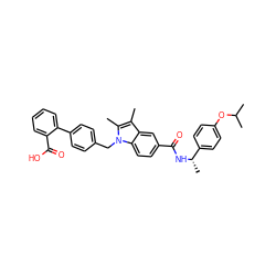 Cc1c(C)n(Cc2ccc(-c3ccccc3C(=O)O)cc2)c2ccc(C(=O)N[C@@H](C)c3ccc(OC(C)C)cc3)cc12 ZINC000206009034