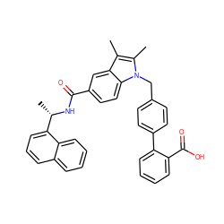 Cc1c(C)n(Cc2ccc(-c3ccccc3C(=O)O)cc2)c2ccc(C(=O)N[C@@H](C)c3cccc4ccccc34)cc12 ZINC000199335866