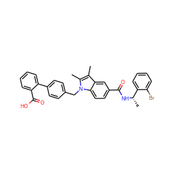 Cc1c(C)n(Cc2ccc(-c3ccccc3C(=O)O)cc2)c2ccc(C(=O)N[C@@H](C)c3ccccc3Br)cc12 ZINC000205973857