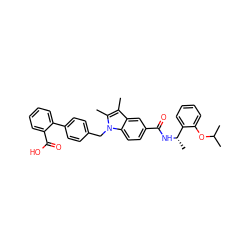 Cc1c(C)n(Cc2ccc(-c3ccccc3C(=O)O)cc2)c2ccc(C(=O)N[C@@H](C)c3ccccc3OC(C)C)cc12 ZINC000206012754