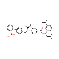 Cc1c(C)n(Cc2ccc(-c3ccccc3C(=O)O)cc2)c2ccc(C(=O)N[C@@H](CC(C)C)c3cccc(C(C)C)c3)cc12 ZINC000199337196