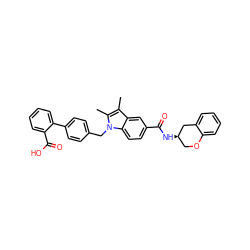 Cc1c(C)n(Cc2ccc(-c3ccccc3C(=O)O)cc2)c2ccc(C(=O)N[C@@H]3COc4ccccc4C3)cc12 ZINC000205971116