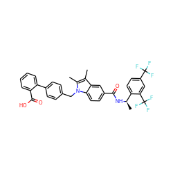 Cc1c(C)n(Cc2ccc(-c3ccccc3C(=O)O)cc2)c2ccc(C(=O)N[C@H](C)c3ccc(C(F)(F)F)cc3C(F)(F)F)cc12 ZINC000220438648