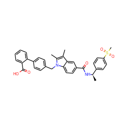 Cc1c(C)n(Cc2ccc(-c3ccccc3C(=O)O)cc2)c2ccc(C(=O)N[C@H](C)c3ccc(S(C)(=O)=O)cc3)cc12 ZINC000205959220