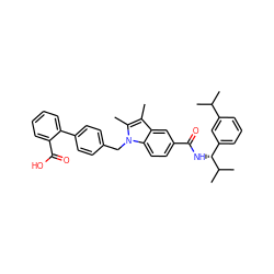 Cc1c(C)n(Cc2ccc(-c3ccccc3C(=O)O)cc2)c2ccc(C(=O)N[C@H](c3cccc(C(C)C)c3)C(C)C)cc12 ZINC000199337014