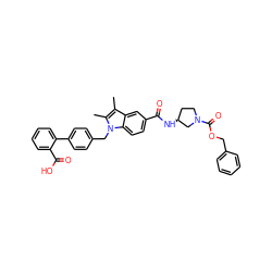 Cc1c(C)n(Cc2ccc(-c3ccccc3C(=O)O)cc2)c2ccc(C(=O)N[C@H]3CCN(C(=O)OCc4ccccc4)C3)cc12 ZINC000199676236