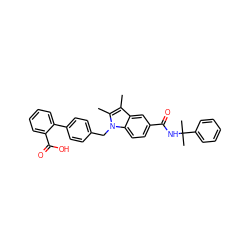 Cc1c(C)n(Cc2ccc(-c3ccccc3C(=O)O)cc2)c2ccc(C(=O)NC(C)(C)c3ccccc3)cc12 ZINC000198310055