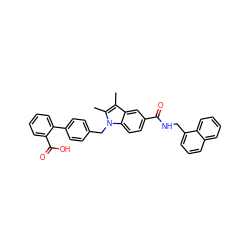 Cc1c(C)n(Cc2ccc(-c3ccccc3C(=O)O)cc2)c2ccc(C(=O)NCc3cccc4ccccc34)cc12 ZINC000205980580