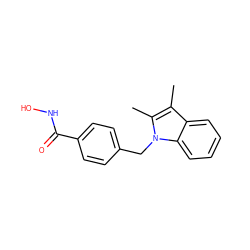 Cc1c(C)n(Cc2ccc(C(=O)NO)cc2)c2ccccc12 ZINC000146365501