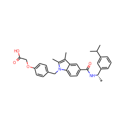 Cc1c(C)n(Cc2ccc(OCC(=O)O)cc2)c2ccc(C(=O)N[C@@H](C)c3cccc(C(C)C)c3)cc12 ZINC000199073734