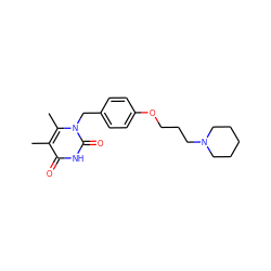 Cc1c(C)n(Cc2ccc(OCCCN3CCCCC3)cc2)c(=O)[nH]c1=O ZINC000299828149