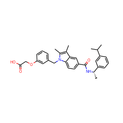 Cc1c(C)n(Cc2cccc(OCC(=O)O)c2)c2ccc(C(=O)N[C@@H](C)c3cccc(C(C)C)c3)cc12 ZINC000199073768