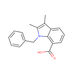 Cc1c(C)n(Cc2ccccc2)c2c(C(=O)O)cccc12 ZINC000040897341