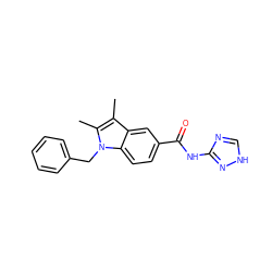 Cc1c(C)n(Cc2ccccc2)c2ccc(C(=O)Nc3nc[nH]n3)cc12 ZINC000006533730