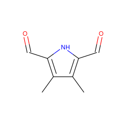 Cc1c(C=O)[nH]c(C=O)c1C ZINC000002155778