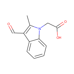 Cc1c(C=O)c2ccccc2n1CC(=O)O ZINC000000317369