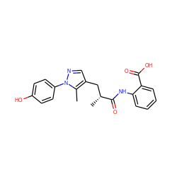 Cc1c(C[C@@H](C)C(=O)Nc2ccccc2C(=O)O)cnn1-c1ccc(O)cc1 ZINC000049111983