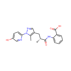 Cc1c(C[C@@H](C)C(=O)Nc2ccccc2C(=O)O)cnn1-c1ccc(O)cn1 ZINC000049037529