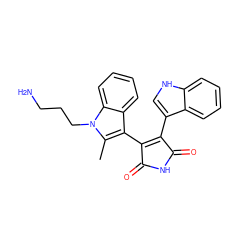 Cc1c(C2=C(c3c[nH]c4ccccc34)C(=O)NC2=O)c2ccccc2n1CCCN ZINC000029125879