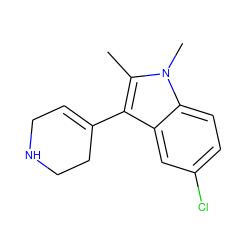 Cc1c(C2=CCNCC2)c2cc(Cl)ccc2n1C ZINC000096910233