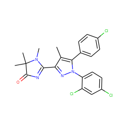 Cc1c(C2=NC(=O)C(C)(C)N2C)nn(-c2ccc(Cl)cc2Cl)c1-c1ccc(Cl)cc1 ZINC000040976026