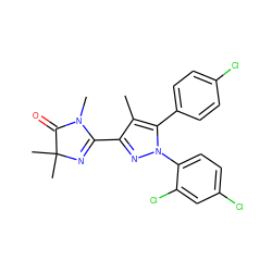 Cc1c(C2=NC(C)(C)C(=O)N2C)nn(-c2ccc(Cl)cc2Cl)c1-c1ccc(Cl)cc1 ZINC000040430726