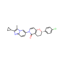 Cc1c(C2CC2)nc2ccc(-n3ccc4c(c3=O)CC[C@@H](c3ccc(Cl)cc3)O4)cn12 ZINC000653690009