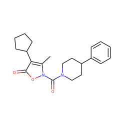 Cc1c(C2CCCC2)c(=O)on1C(=O)N1CCC(c2ccccc2)CC1 ZINC000026850320