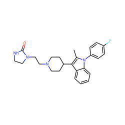 Cc1c(C2CCN(CCN3CCNC3=O)CC2)c2ccccc2n1-c1ccc(F)cc1 ZINC000013731225