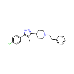 Cc1c(C2CCN(CCc3ccccc3)CC2)n[nH]c1-c1ccc(Cl)cc1 ZINC000013755888