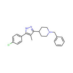 Cc1c(C2CCN(Cc3ccccc3)CC2)n[nH]c1-c1ccc(Cl)cc1 ZINC000013763878