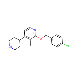 Cc1c(C2CCNCC2)ccnc1OCc1ccc(Cl)cc1 ZINC000040916882