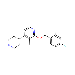 Cc1c(C2CCNCC2)ccnc1OCc1ccc(F)cc1F ZINC000040915128