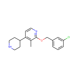 Cc1c(C2CCNCC2)ccnc1OCc1cccc(Cl)c1 ZINC000040938393