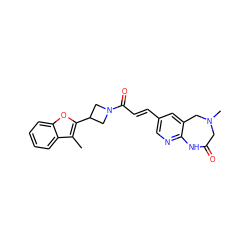 Cc1c(C2CN(C(=O)/C=C/c3cnc4c(c3)CN(C)CC(=O)N4)C2)oc2ccccc12 ZINC000299829813