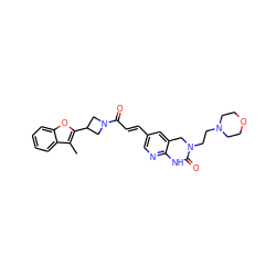 Cc1c(C2CN(C(=O)/C=C/c3cnc4c(c3)CN(CCN3CCOCC3)C(=O)N4)C2)oc2ccccc12 ZINC000299827716