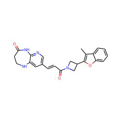 Cc1c(C2CN(C(=O)/C=C/c3cnc4c(c3)NCCC(=O)N4)C2)oc2ccccc12 ZINC000299828384