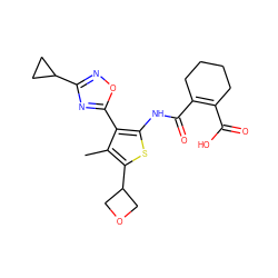 Cc1c(C2COC2)sc(NC(=O)C2=C(C(=O)O)CCCC2)c1-c1nc(C2CC2)no1 ZINC000147039096