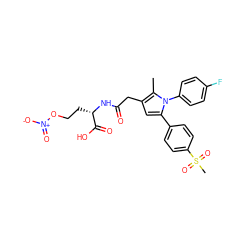 Cc1c(CC(=O)N[C@@H](CCO[N+](=O)[O-])C(=O)O)cc(-c2ccc(S(C)(=O)=O)cc2)n1-c1ccc(F)cc1 ZINC000103232497