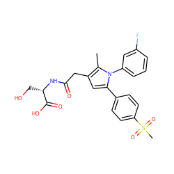 Cc1c(CC(=O)N[C@@H](CO)C(=O)O)cc(-c2ccc(S(C)(=O)=O)cc2)n1-c1cccc(F)c1 ZINC000103232503