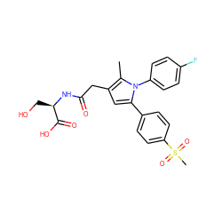 Cc1c(CC(=O)N[C@H](CO)C(=O)O)cc(-c2ccc(S(C)(=O)=O)cc2)n1-c1ccc(F)cc1 ZINC000103232516